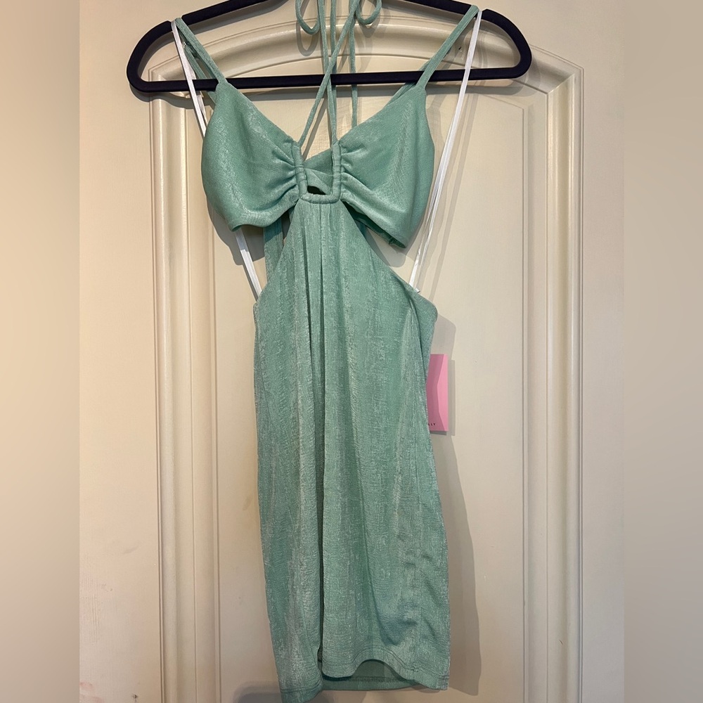 Hello Molly *New With Tags* Mini Dress Mint Green Open Back